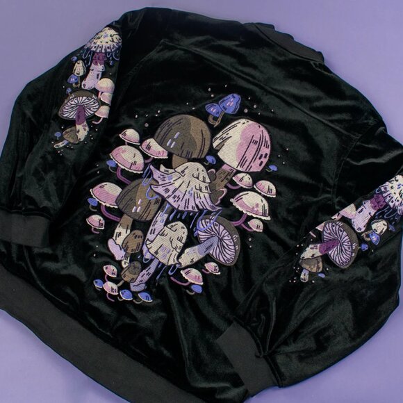 Morningwitch Jackets & Blazers - Morningwitch Purple Floral Fungi Forest Velvet jacket Size 2XL